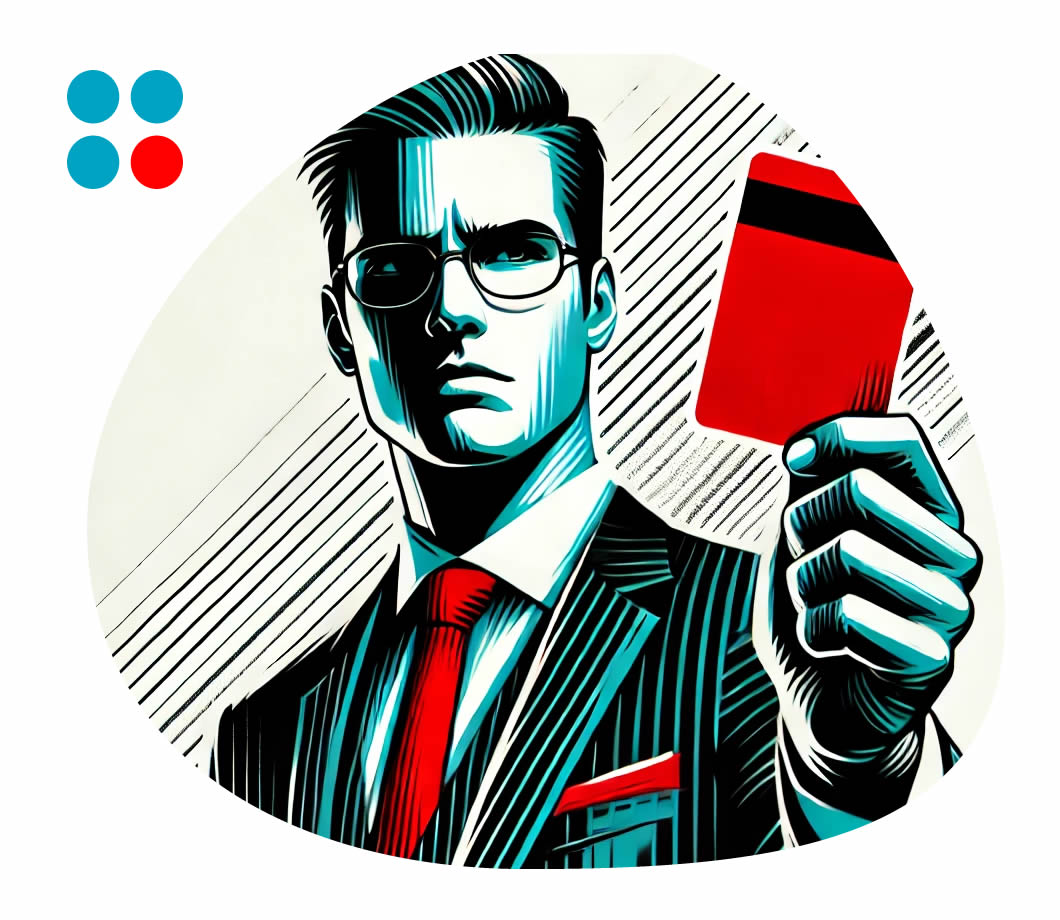 Immagine di una persona con un cartellino rosso in mano