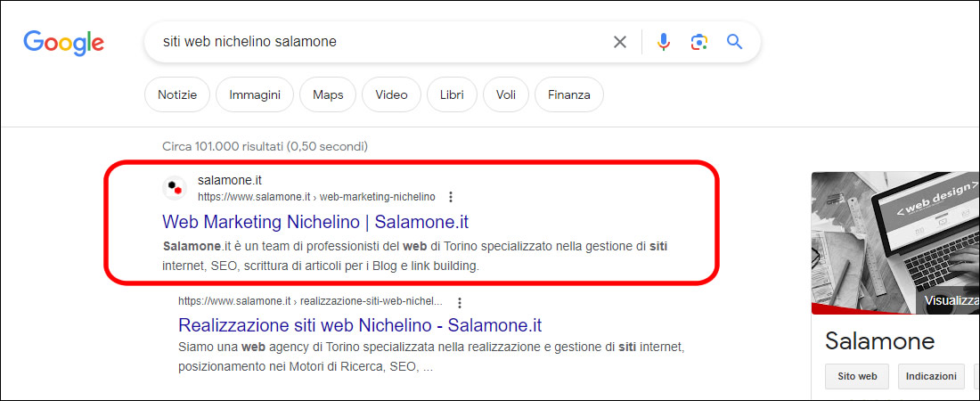 Immagine di uno snippet
